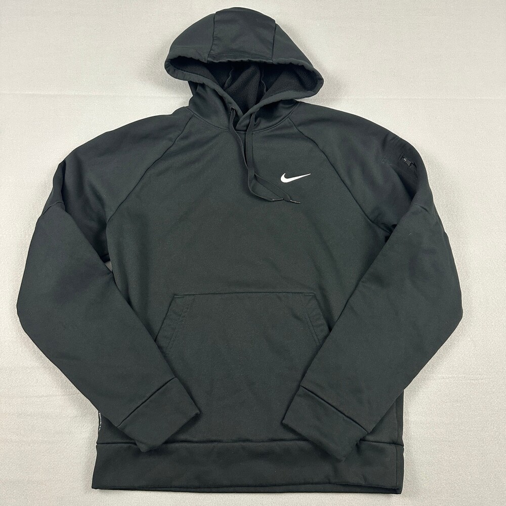 Nike Hoodie Men Small Black Solid Pullover Sweatshirt Swoosh Embroidery S